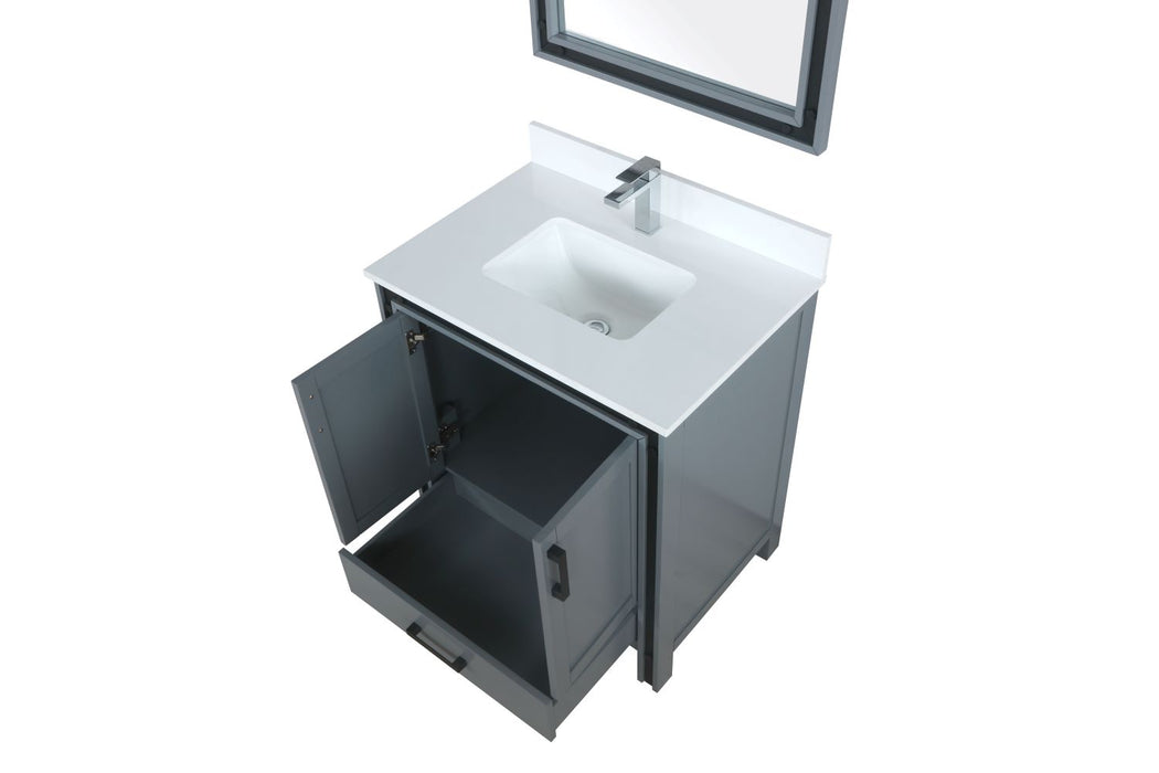 Lexora Ziva 30" Dark Grey Single Vanity, Cultured Marble Top, White Square Sink and 28" Mirror LZV352230SBJSM28