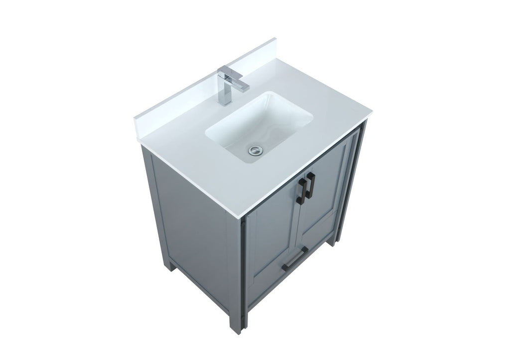 Lexora Ziva 30" Dark Grey Single Vanity, Cultured Marble Top, White Square Sink and no Mirror LZV352230SBJS000