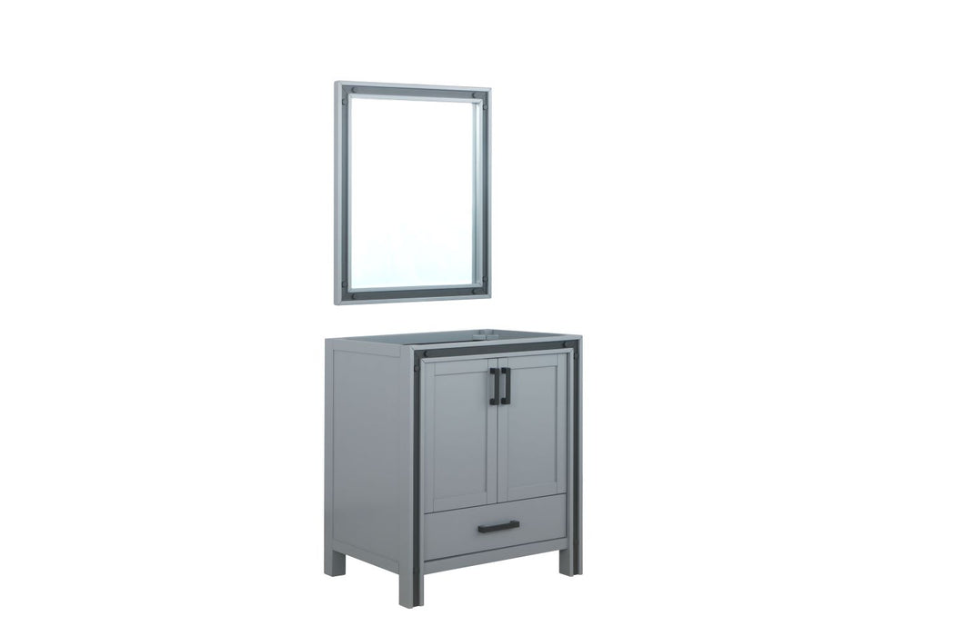 Lexora Ziva 30" Dark Grey Single Vanity, no Top and 28" Mirror LZV352230SB00M28