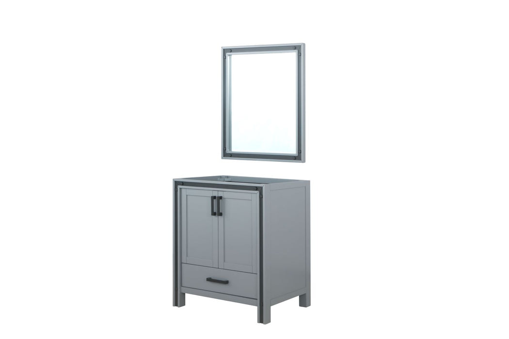 Lexora Ziva 30" Dark Grey Single Vanity, no Top and 28" Mirror LZV352230SB00M28