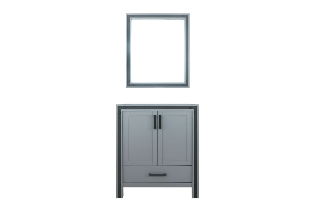 Lexora Ziva 30" Dark Grey Single Vanity, no Top and 28" Mirror LZV352230SB00M28