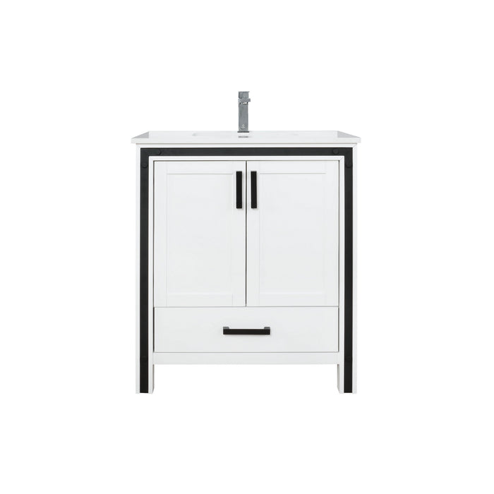 Lexora Ziva 30" White Single Vanity, Cultured Marble Top, White Square Sink and no Mirror LZV352230SAJS000