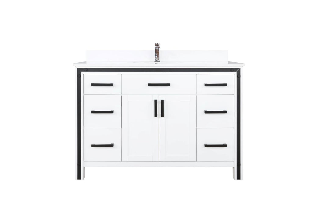 Lexora Ziva 48" White Single Vanity, Cultured Marble Top, White Square Sink and 34" Mirror LZV352248SAJSM34