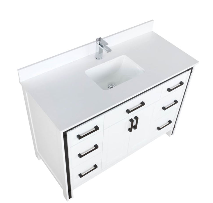 Lexora Ziva 48" White Single Vanity, Cultured Marble Top, White Square Sink and no Mirror LZV352248SAJS000