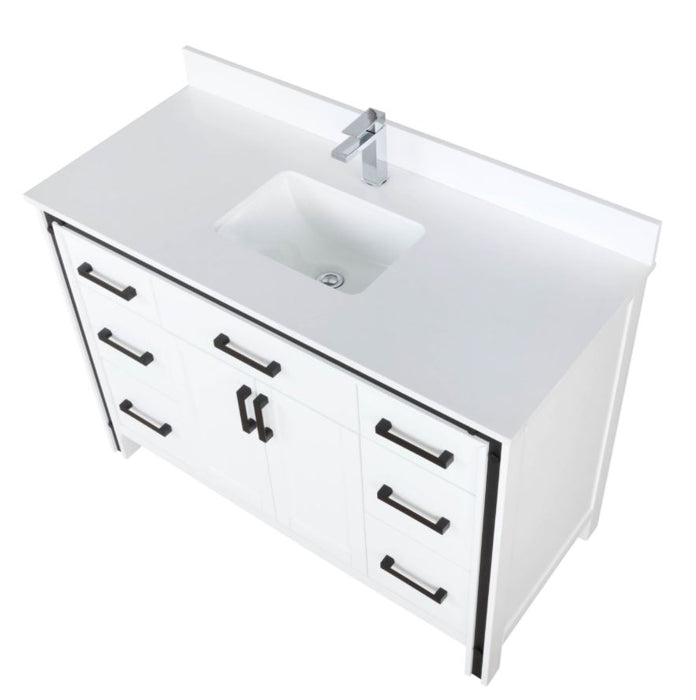 Lexora Ziva 48" White Single Vanity, Cultured Marble Top, White Square Sink and no Mirror LZV352248SAJS000