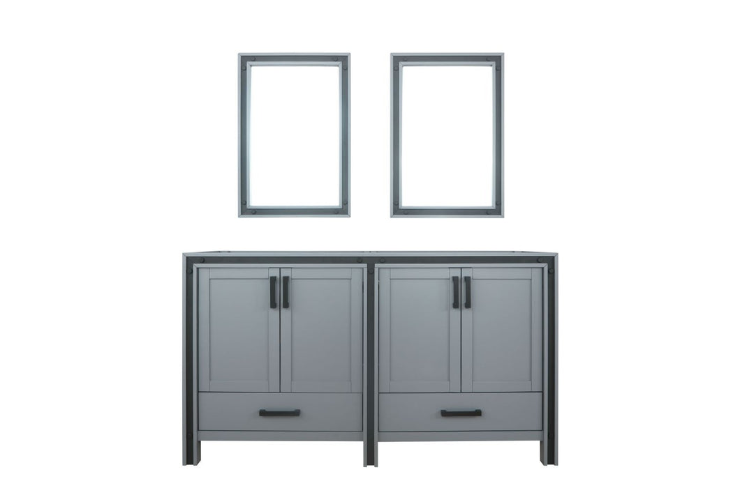 Lexora Ziva 60" Dark Grey Double Vanity, no Top and 22" Mirrors LZV352260SB00M22