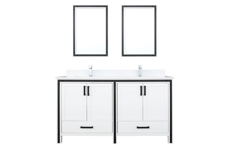 Lexora Ziva 60" White Double Vanity, Cultured Marble Top, White Square Sink and 22" Mirrors LZV352260SAJSM22