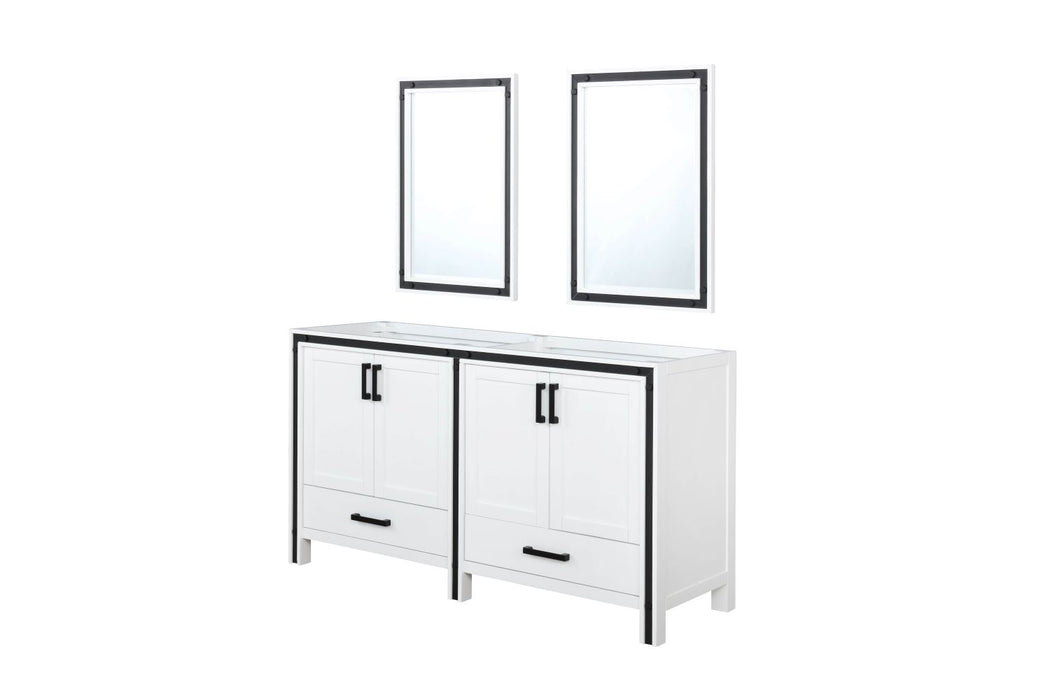 Lexora Ziva 60" White Double Vanity, no Top and 22" Mirrors LZV352260SA00M22