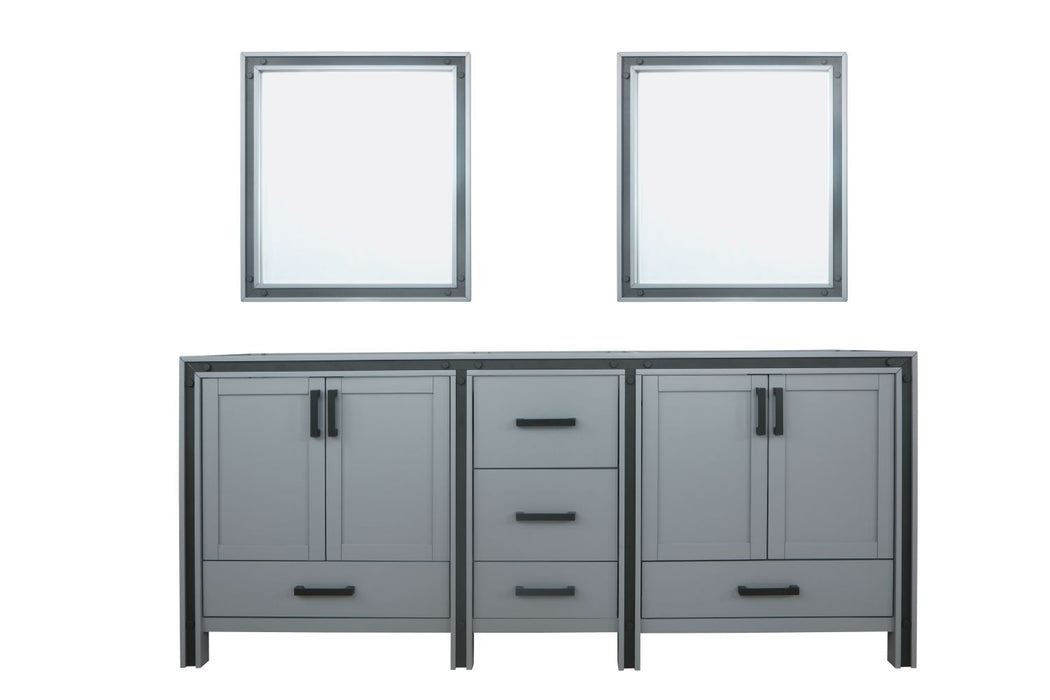 Lexora Ziva 80" Dark Grey Double Vanity, no Top and 30" Mirrors LZV352280SB00M30