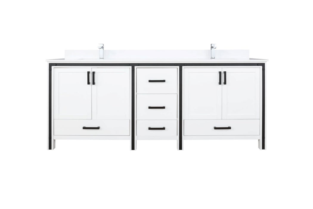 Lexora Ziva 80" White Double Vanity, Cultured Marble Top, White Square Sink and no Mirror LZV352280SAJS000