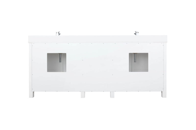Lexora Ziva 80" White Double Vanity, Cultured Marble Top, White Square Sink and no Mirror LZV352280SAJS000