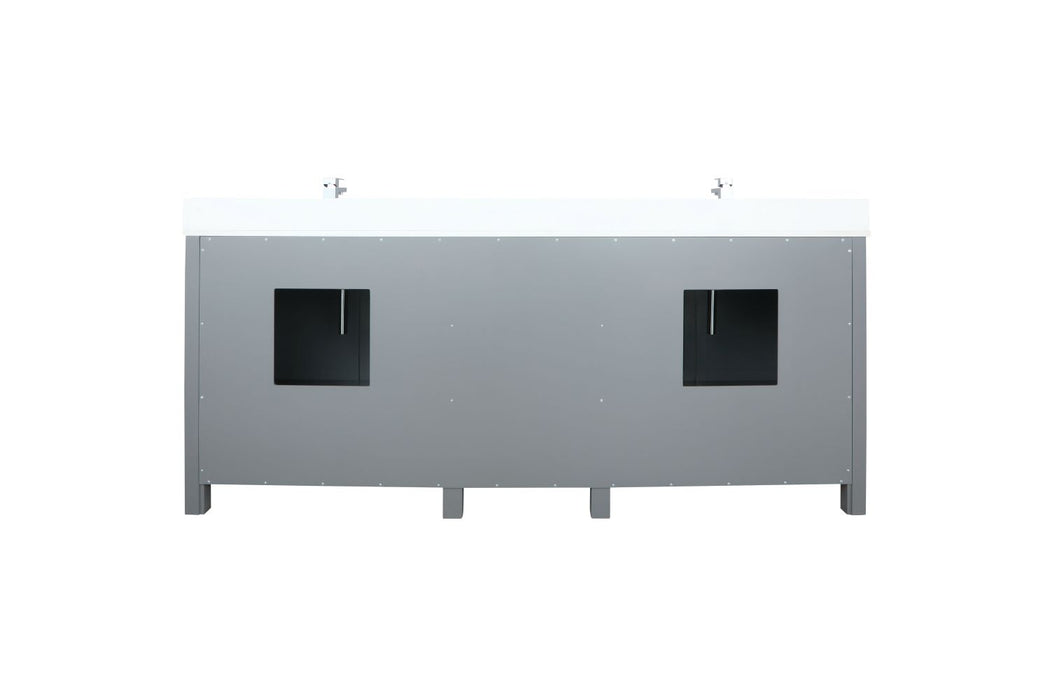 Lexora Ziva 84" Dark Grey Double Vanity, Cultured Marble Top, White Square Sink and no Mirror LZV352284SBJS000