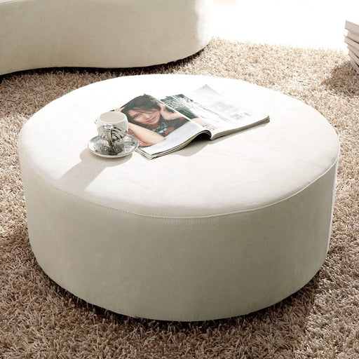 Modern 7-Seat Modular Sofa Round Sectional Sofa Beige Velvet Upholstered Modular Sofa with Ottoman & Pillows