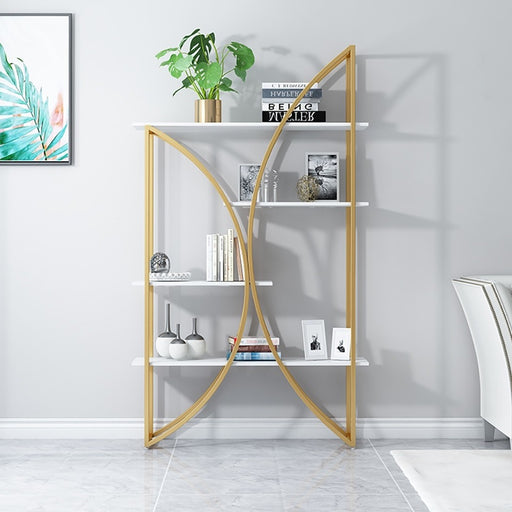 Modern Abstract 4-Tiered Shleving in White&Gold
