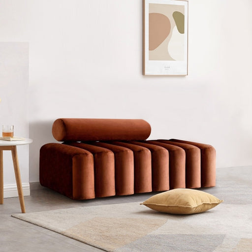 Modern Line Tufted Bench Upholstered Bench with Round Back Bronze