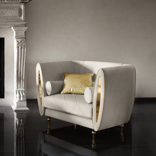 Modern Luxury Accent Chair Tufted Upholstered Velvet Accent Chair in Gold Legs