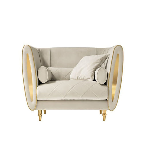 Modern Luxury Accent Chair Tufted Upholstered Velvet Accent Chair in Gold Legs
