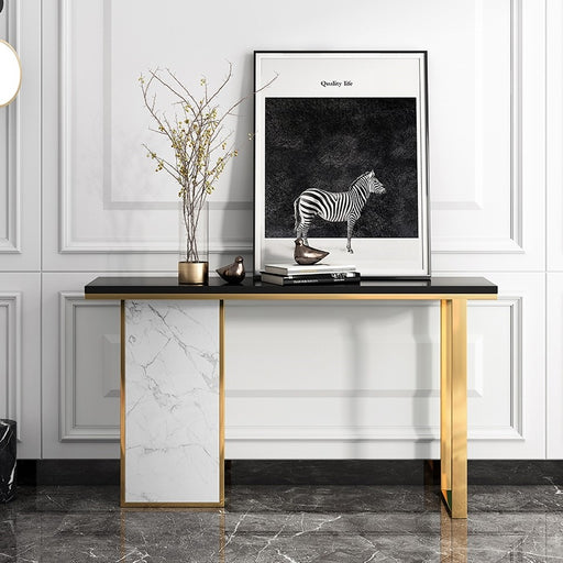 Modern Rectangular Console Table with Wooden Top Entryway Table