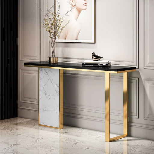 Modern Rectangular Console Table with Wooden Top Entryway Table