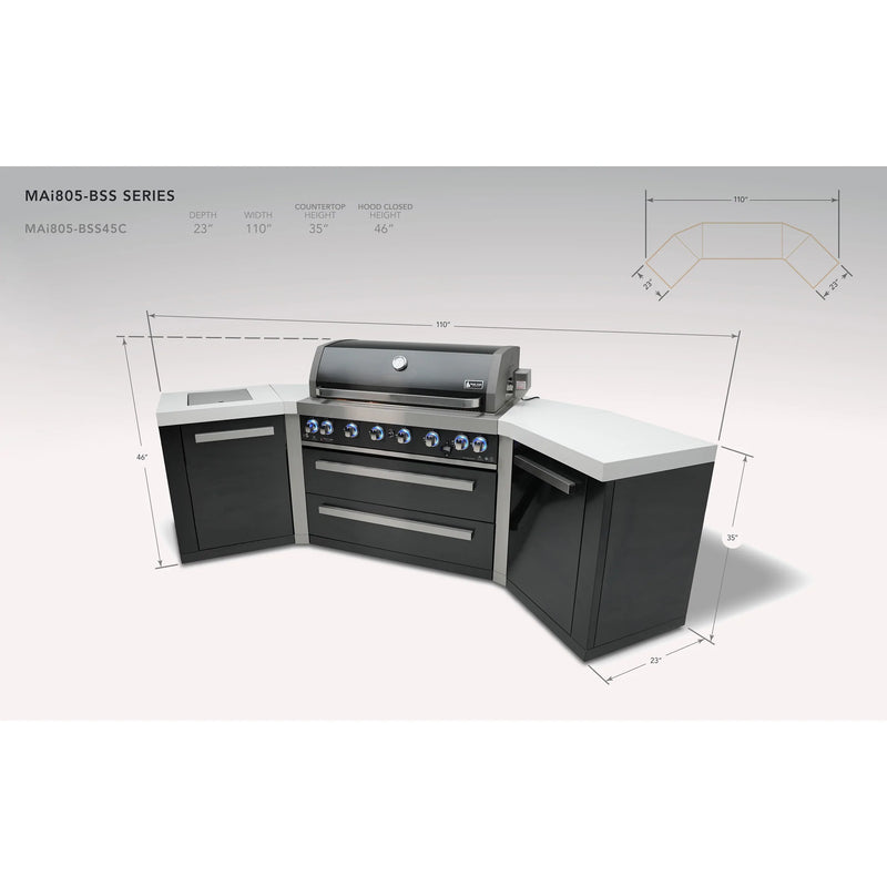 Mont Alpi 805 Black Stainless Steel Island With 45Degree Corners MA