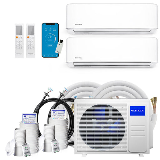 MRCOOL DIY 4th Generation Mini Split 21K BTU 2 Zone Ductless Air Conditioner with Heat Pump and 25 Ft Install Kit