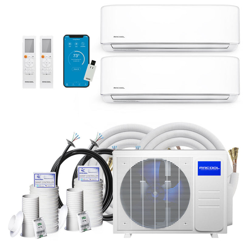 MRCOOL DIY 4th Generation Mini Split 27K BTU 2 Zone Ductless Air Conditioner with Heat Pump With 16 and 50 Ft Install Kit