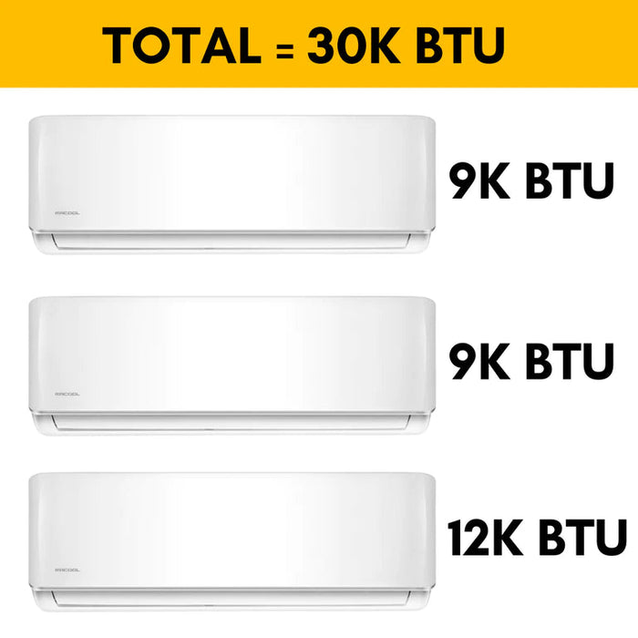 MRCOOL DIY 4th Generation Mini Split 30K BTU 3 Zone Ductless Air Conditioner and Heat Pump with 16 ft. Install Kit - DIYM327HPW01C00