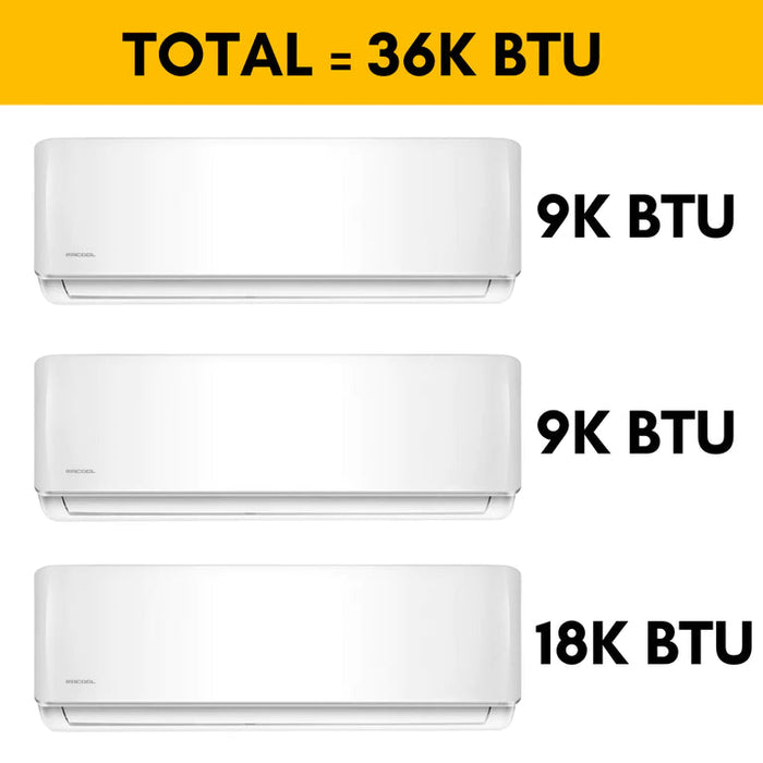 MRCOOL DIY 4th Generation Mini Split 36K BTU 3 Zone Ductless Air Conditioner and Heat Pump with 25 ft. Install Kit - DIYM336HPW02C28