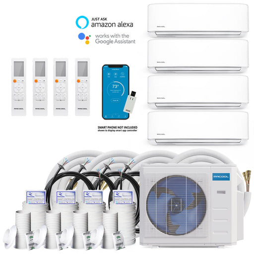 MRCOOL DIY 4th Generation Mini Split 36K BTU 4 Zone Ductless Air Conditioner with Heat Pump and 16 Ft Install Kit