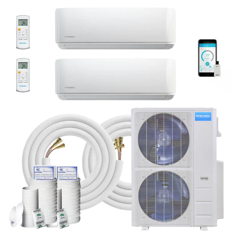 MRCOOL DIY 4th Generation Mini Split 48K BTU 2 Zone Ductless Air Conditioner With Heat Pump and 35 Ft Install Kit
