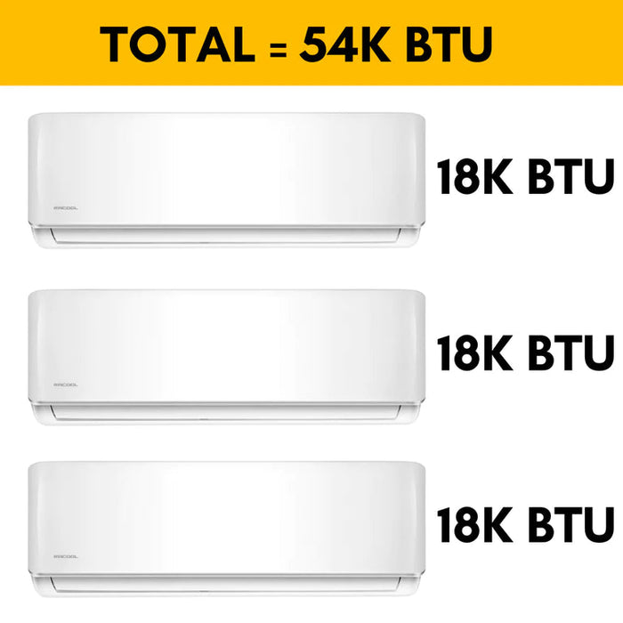 MRCOOL DIY 4th Generation Mini Split 54K BTU 3 Zone Ductless Air Conditioner and Heat Pump with 35 ft. Install Kit - DIYM348HPW03C49