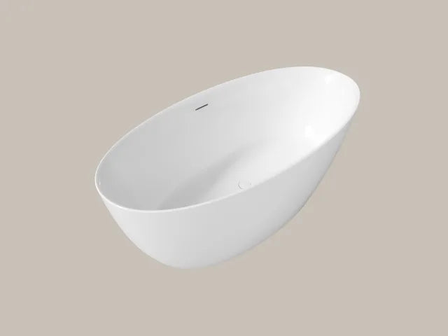 PERLATO Biella Freestanding Acrylic Tub with Glossy White Drain