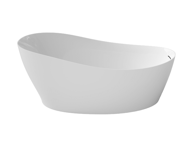 PERLATO Delphi 67" Freestanding Acrylic Tub with Glossy White Drain