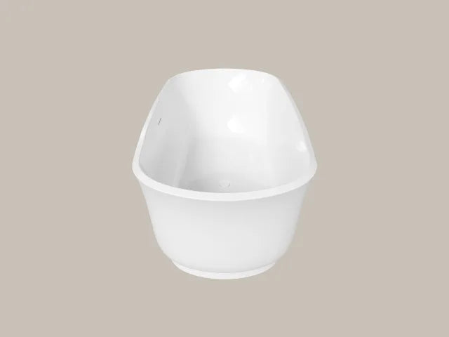 PERLATO Sona Freestanding Acrylic Tub with Glossy White Drain