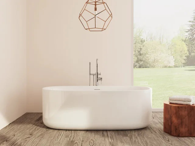 PERLATO Spessa Freestanding Acrylic Tub with Glossy White Drain
