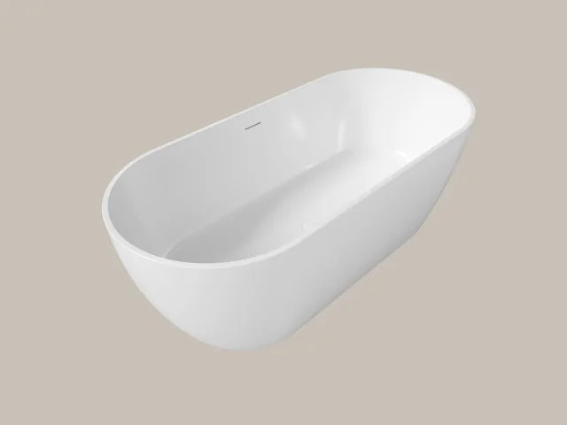 PERLATO Venezia 59" Freestanding Acrylic Tub with Glossy White Drain