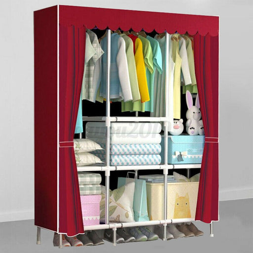 Portable Closet Wardrobe Clothes Hanging Rack Storage Organizer