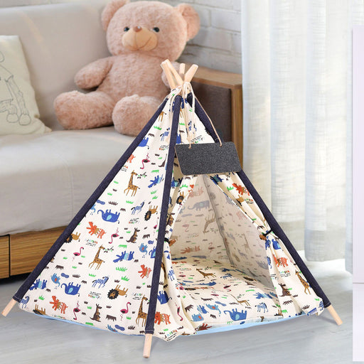 Pet Teepee Tent with Cushion for Dogs Bed House
