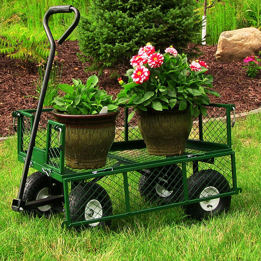 Premium Garden Yard Steel Utility Lawn Cart Green 400lb