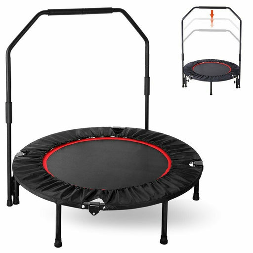 Foldable Trampoline With Bar Urban Rebounder Bouncing Exercise
