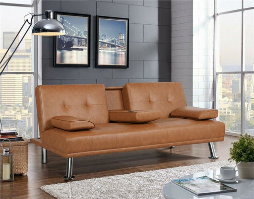 Faux Leather Futon Sofa Bed Fold Up & Down Recliner Couch