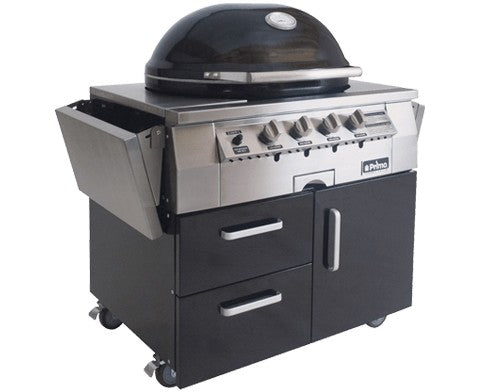 Primo Ceramic Grills X-Large Gas 36-1/2 Inch All-In-One Oval Ceramic Gas Grill with Cart - PGGXLC