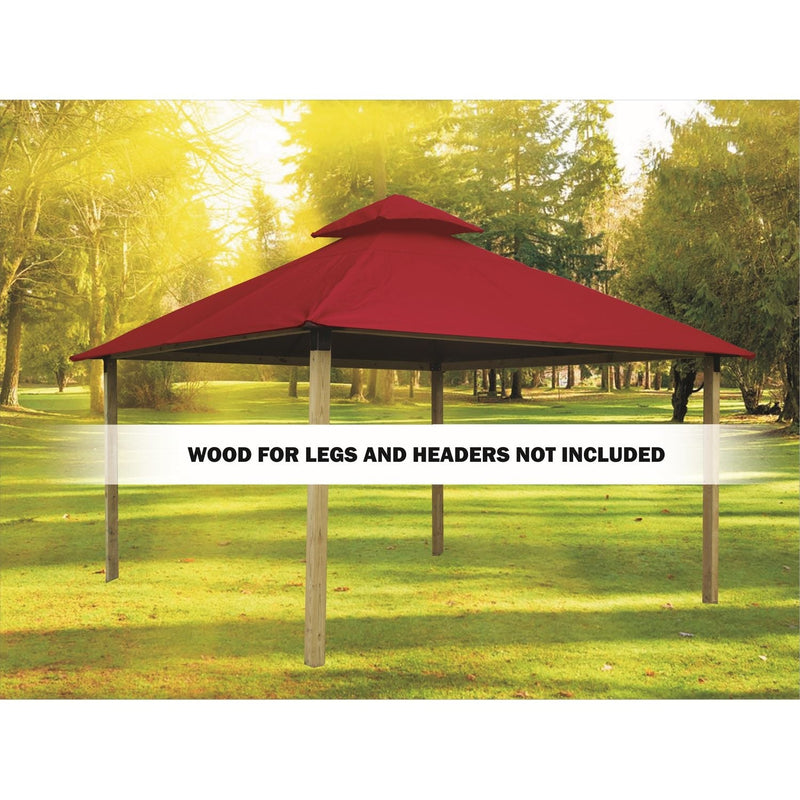 Riverstone Acacia Gazebo Roof Framing and Mounting Kit with Outdura Canopy - Cardinal Red