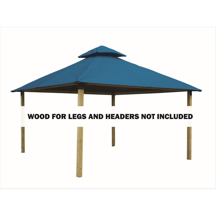 Riverstone Acacia Gazebo Roof Framing and Mounting Kit with Outdura Canopy - Caribbean Blue