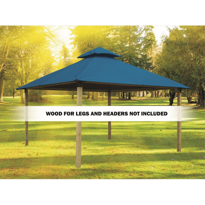Riverstone Acacia Gazebo Roof Framing and Mounting Kit with Outdura Canopy - Caribbean Blue