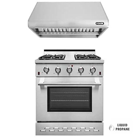 NXR 30" Propane Gas Range & RH3001 Under Cabinet Hood Bundle, Stainless Steel SC3055LPRHBD