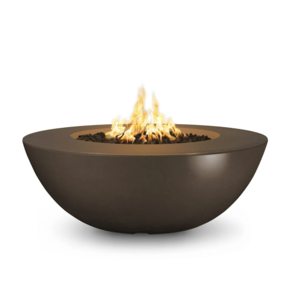 The Outdoor Plus 60" Sedona Concrete Narrow Ledge Fire Pit - Flame Sense System with Push Button Spark Igniter - OPT-SED60FSEN