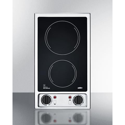 Summit 12" Wide 115V 2-Burner Radiant Cooktop