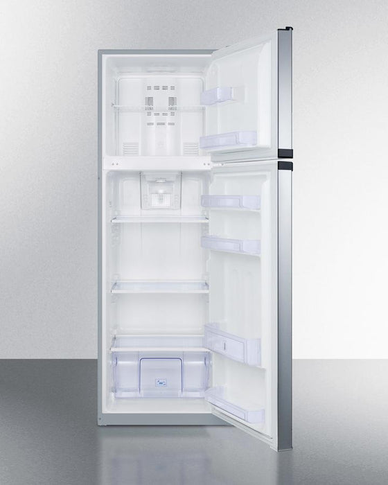 Summit 22" Wide Top Mount Refrigerator-Freezer with Platinum Cabinet and Stainless Steel Doors