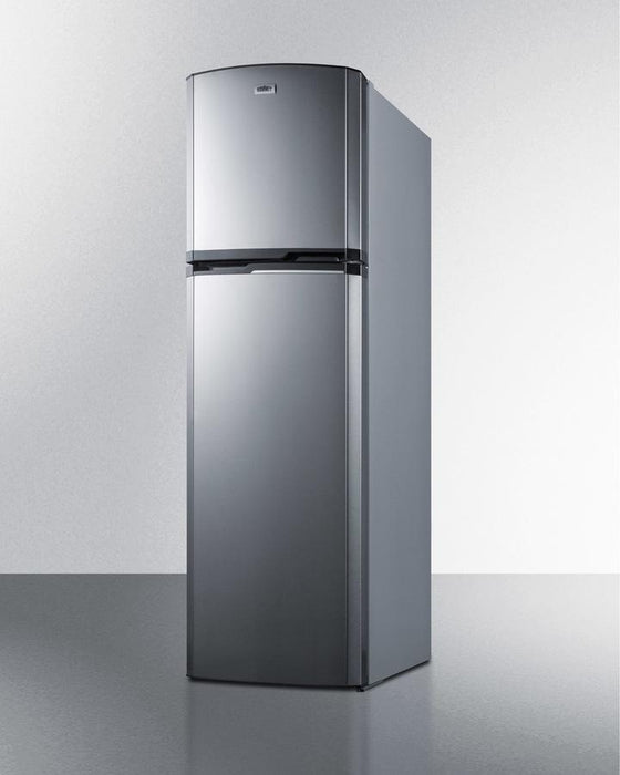 Summit 22" Wide Top Mount Refrigerator-Freezer with Platinum Cabinet and Stainless Steel Doors